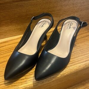 Clarks Black Slingback Heels for Women
